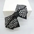 Pasador de lazo con diamantes de imitación negros y cristales rectangulares blancos - Lazo Cristal Negro y Vidrio Blanco