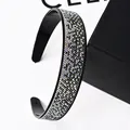 Detail of wide sparkling rhinestone headband with anti-slip inner teeth and black base - 2.5CM Wide / Gradient Mineral Gray and AB Rhinestone (A-1-3-7)