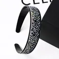 Macro shot of French vintage gradient rhinestone headband with luxury sparkling crystals - 2.5CM Wide / Gradient Navy Blue and AB Rhinestone (A-1-3-7)