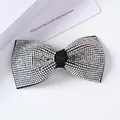 Pasador de pelo con lazo de cristales brillantes y centro de terciopelo negro elegante - Lazo Simple Mediano Strass AB Sólido