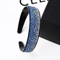 Detailed view of blue rhinestones on a vintage headband with non-slip inner teeth - 2.5CM Wide / Gradient Blue and AB Rhinestone (A-1-3-7)