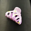 Pinza para el pelo lila claro con estampado de margaritas en resina de estilo coreano - Púrpura