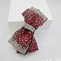 Pasador de pelo con lazo de diamantes de imitación y patrón de cuadros rojos y blancos - Cruz Mediana Degradado Rojo y Blanco