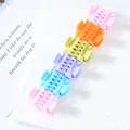 Set de seis mini pinzas para el cabello geométricas de plástico en varios colores - Rosa Color Sólido Juego