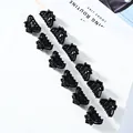 Set de 12 mini pinzas para el cabello en color negro mate con forma de flor decorativa - Girasol Negro Mate Juego
