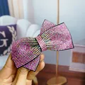 Sparkling pink rhinestone bow hair clip with crystal embellishments for women - Crisscross Knot (Pink Rhinestone)