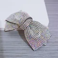 Sparkling rhinestone bow hair clip with silver finish and colorful crystal accents - Crisscross Solid (Pure AB Rhinestone)