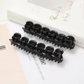 Set de 12 mini pinzas negras para el cabello con acabado brillante y mariposas - Negro Brillante Juego