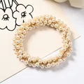Elastic pearl hair scrunchie with cream luster pearls and luxury star-like design - Small Pearl Loop (Pearl White)