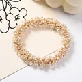 Elegant champagne beaded hair tie with sparkling crystals and golden elastic band - Crystal Loop (Transparent White)