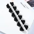 Set de 12 mini pinzas para el cabello negras con acabado brillante y muelles dorados - Girasol Negro Brillante Juego