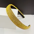 Fonkelende haarband bedekt met dichte gouden strass-steentjes en zwarte voering - Goudgeel Strass
