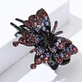 Elegante molletta per capelli a farfalla con cristalli viola e rosa su base nera - Zircone Viola Scuro