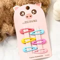 Set de 6 pinzas para el cabello BB de metal color caramelo en tarjeta de cerdo rosa - Forma de gota de agua / Serie Rosa