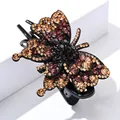 Elegante molletta per capelli a farfalla con cristalli colorati su base in resina - Strass Rosa Scuro e Champagne