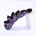 Large black banana hair clip with purple rhinestones and butterfly wing crystal patterns - Light Purple