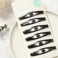 Set de 6 horquillas clic-clac negro mate en tarjeta para peinado femenino minimalista - Estilo Gota de Agua Mate