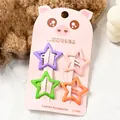 Pinzas para el pelo en forma de estrella en morado, rosa, verde y naranja con tarjeta - Púrpura Rosa Verde Naranja