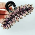 Sparkling rhinestone leaf shark hair claw clip in purple and pink gradient colors - Coffee