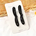 Juego de pinzas negras con textura de diamantes y pequeños lazos con brillantes - Estilo Corazón (SC-425) / Juego de 2 Piezas / Negro