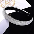 Diadema ancha de pedrería plateada brillante con decoración de lujo completa - Estilo Completo Strass Blanco