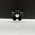 Mini pinza para el cabello de flor negra con perla de imitación para peinados - Black With Pearl