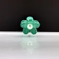 Mini pinza de pelo de flor verde esmeralda con perla para peinado elegante - Verde Con Perla