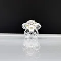 Mini pinza de pelo de flor transparente con perla blanca y acabado cristalino - Blanco Transparente Con Perla