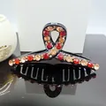 Pinza para el pelo negra elegante con brillantes diamantes rojos y champán - Rojo Y Diamantes Champagne