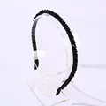 Diadema de cuentas negras hecha a mano con cristales facetados y montura fina flexible - Negro