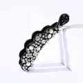 Sparkling crystal banana hair clip with colorful rhinestones on black curved frame - Small Wave Edge / White