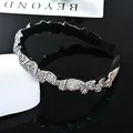 Diadema ancha de lujo negra con brillantes diamantes de imitación de colores - Estilo Strass AB Fruncido