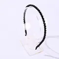Diadema fina negra con cuentas de cristal brillante sobre soporte de acrílico - Negro