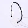 Diadema vintage francesa con cuentas de cristal azul oscuro y puntas antideslizantes - Azul marino