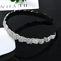 Diadema ancha negra de lujo con brillantes diamantes de imitación para banquete y boda - Estilo Estrecho Strass Blanco Fruncido