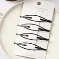 Set de 4 pinzas para el cabello minimalistas de metal negro con forma de gota de agua - Horquilla de Alambre (Forma Ovalada/NM-6621) / Paquete de 4 / Negro