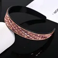 Diadema ancha de lujo con brillantes pedrería rosa y champán sobre base negra - Estilo Vidrio Champaña Strass Púrpura