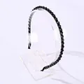 Diadema vintage francesa con cuentas negras facetadas e hilo plateado trenzado - Hilo de Plata Negro