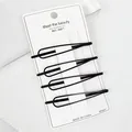 Set de 4 pinzas para el cabello de metal negro mate ondulado en tarjeta de empaque blanca - Horquilla de Alambre (Forma Gota/NM-6621) / Paquete de 4 / Negro
