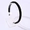 Diadema barroca con cuentas de cristal negro y diseño antideslizante en el soporte - Negro