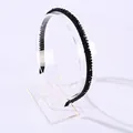 Elegant thin black crystal beaded headband with shimmering faceted beads for women - Black