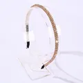Elegant thin gold headband with sparkling champagne crystal beads for women - Champagne