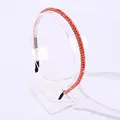 Sparkling red crystal beaded thin headband with non-slip tips on a white stand - Red and Champagne