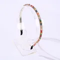 Handmade multi-color crystal beaded headband with comfortable black fabric wrap ends - Colorful