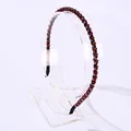 Diadema vintage francesa de cuentas de cristal rojo oscuro con montura negra antideslizante - Rojo