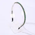 Elegant emerald green crystal beaded headband with non-slip design for women - Green and Champagne