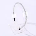 Diadema vintage francesa con cuentas de cristal transparente y base de metal fina - Blanco