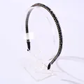 Black and champagne beaded headband featuring crystal accents and a minimalist design - Navy and Champagne
