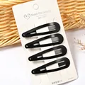 Juego de cuatro pinzas para el cabello en metal negro mate en tarjeta de marca - Pinza de Gota Mate 6cm (NM-6621) / Paquete de 4 / Negro