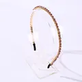 Elegante dunne gouden metalen haarband met facetgeslepen paarse kristallen kralen - 0.6 Kristallen Ketting Haarrand / Donkerpaars